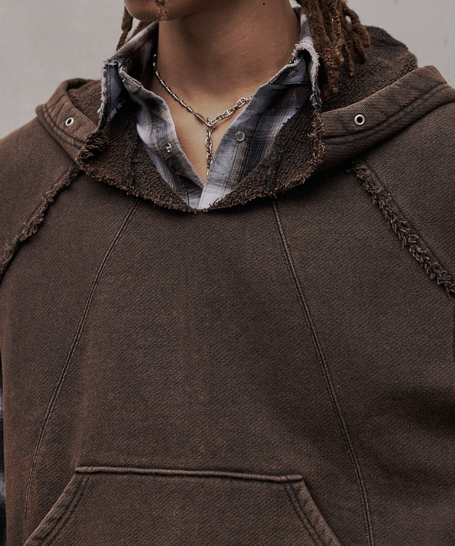 水洗重磅背心连帽衫(黑色)