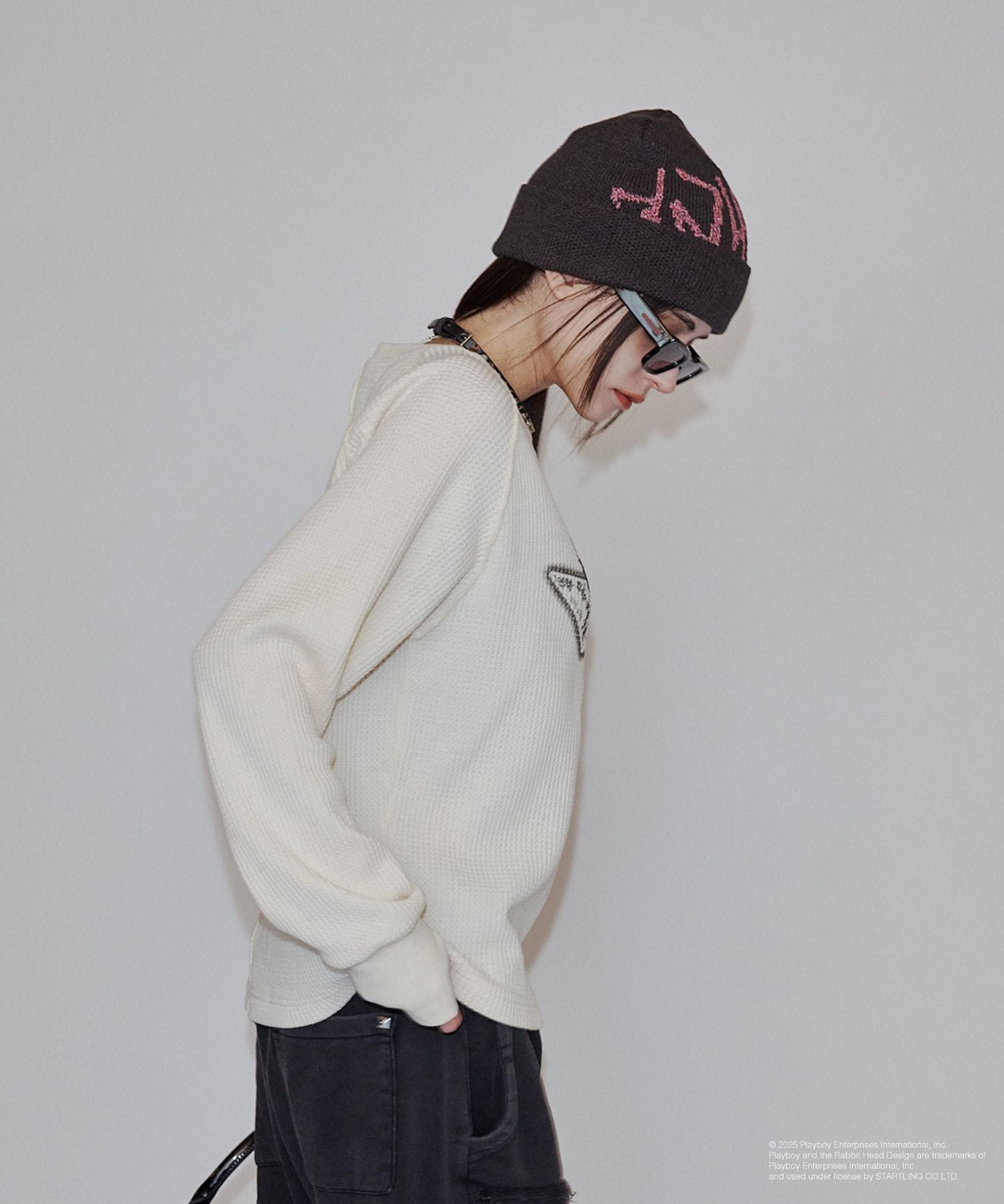 PLAYBOY L/S Crew Neck Tee (White)