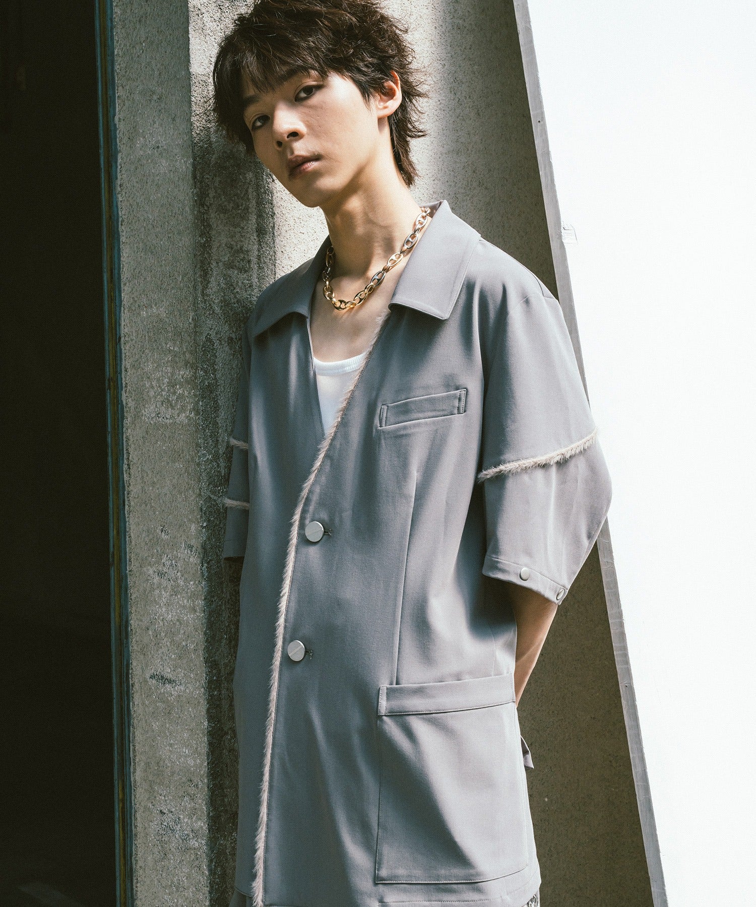 Fur-Mix 2way 开领夹克(卡其色)