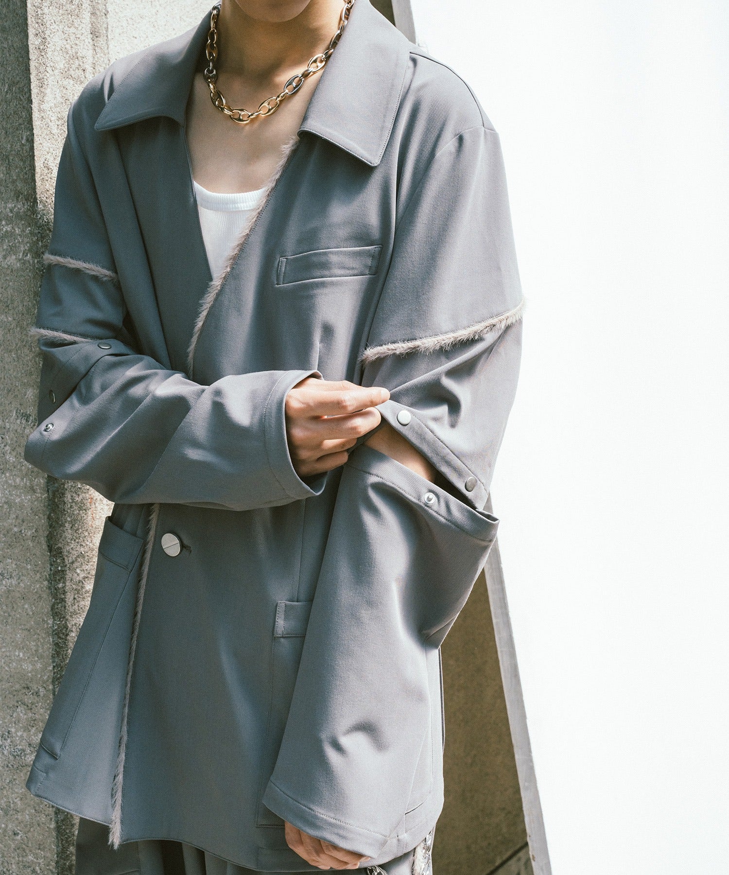 Fur-Mix 2way 开领夹克(卡其色)