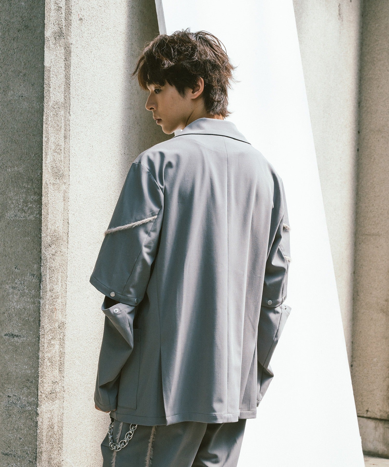 Fur-Mix 2way 开领夹克(卡其色)