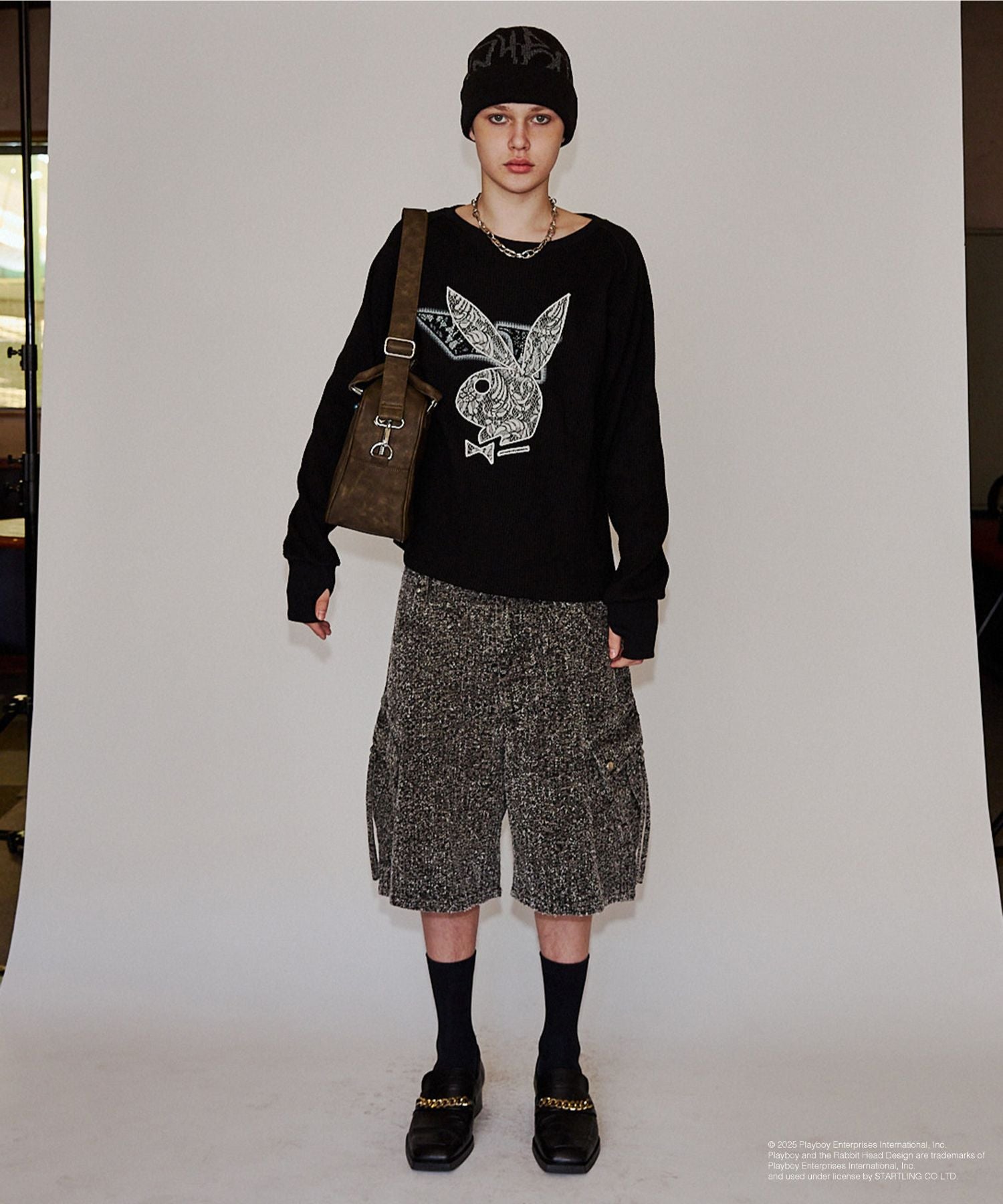 PLAYBOY L/S Crew Neck Tee(BLACK)