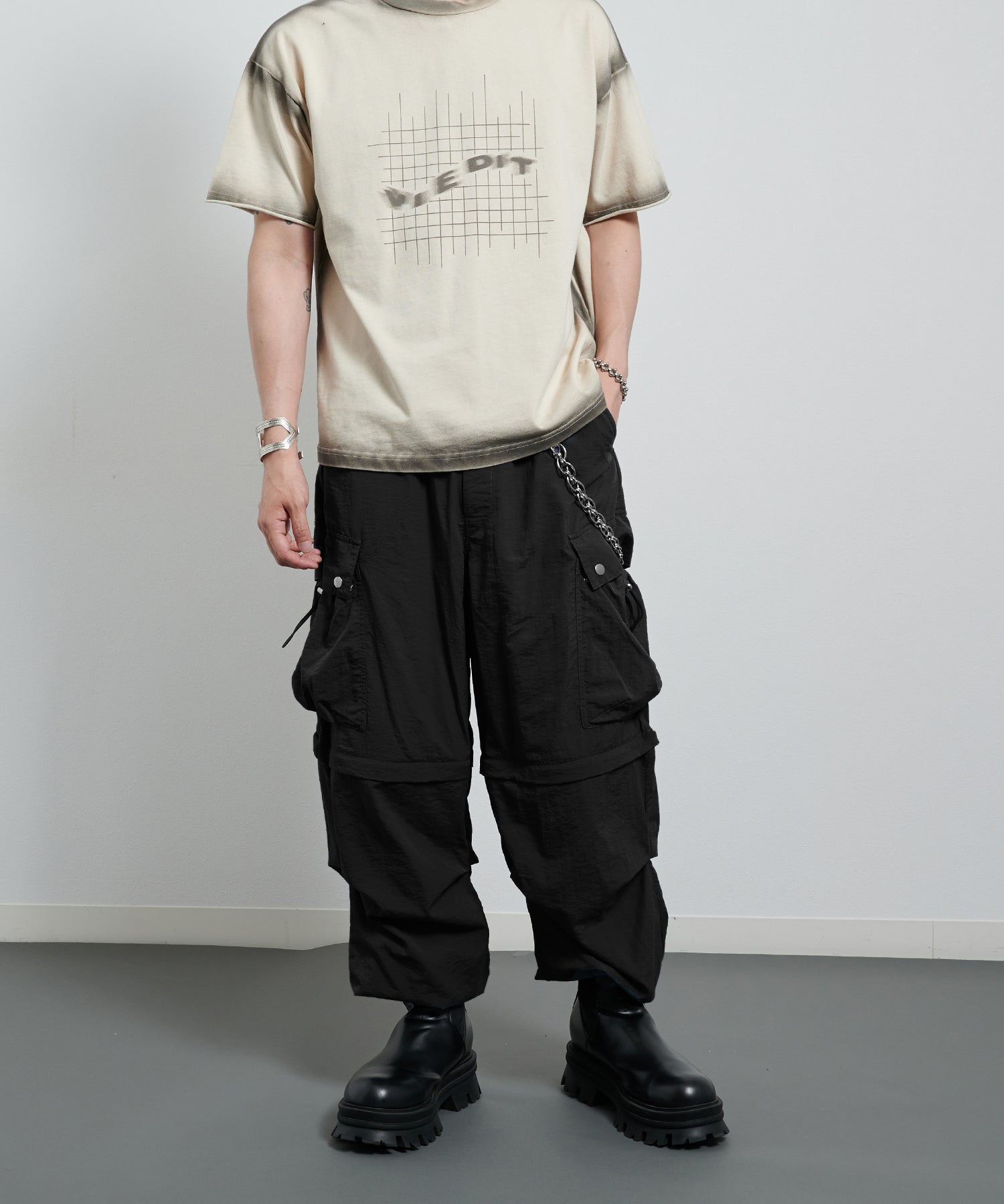 2-way six pocket cargo pants (Black)