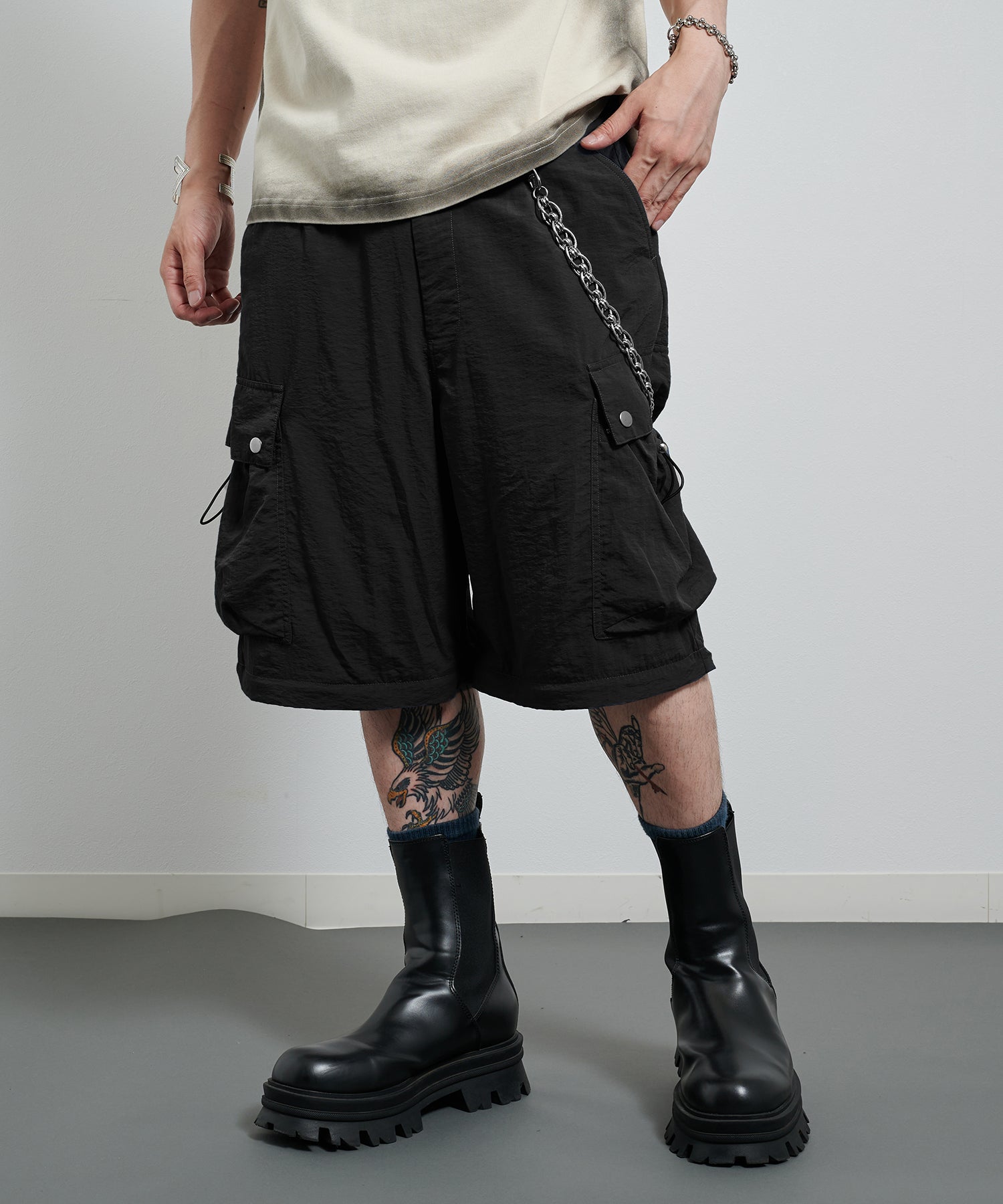 2-way six pocket cargo pants (Black)