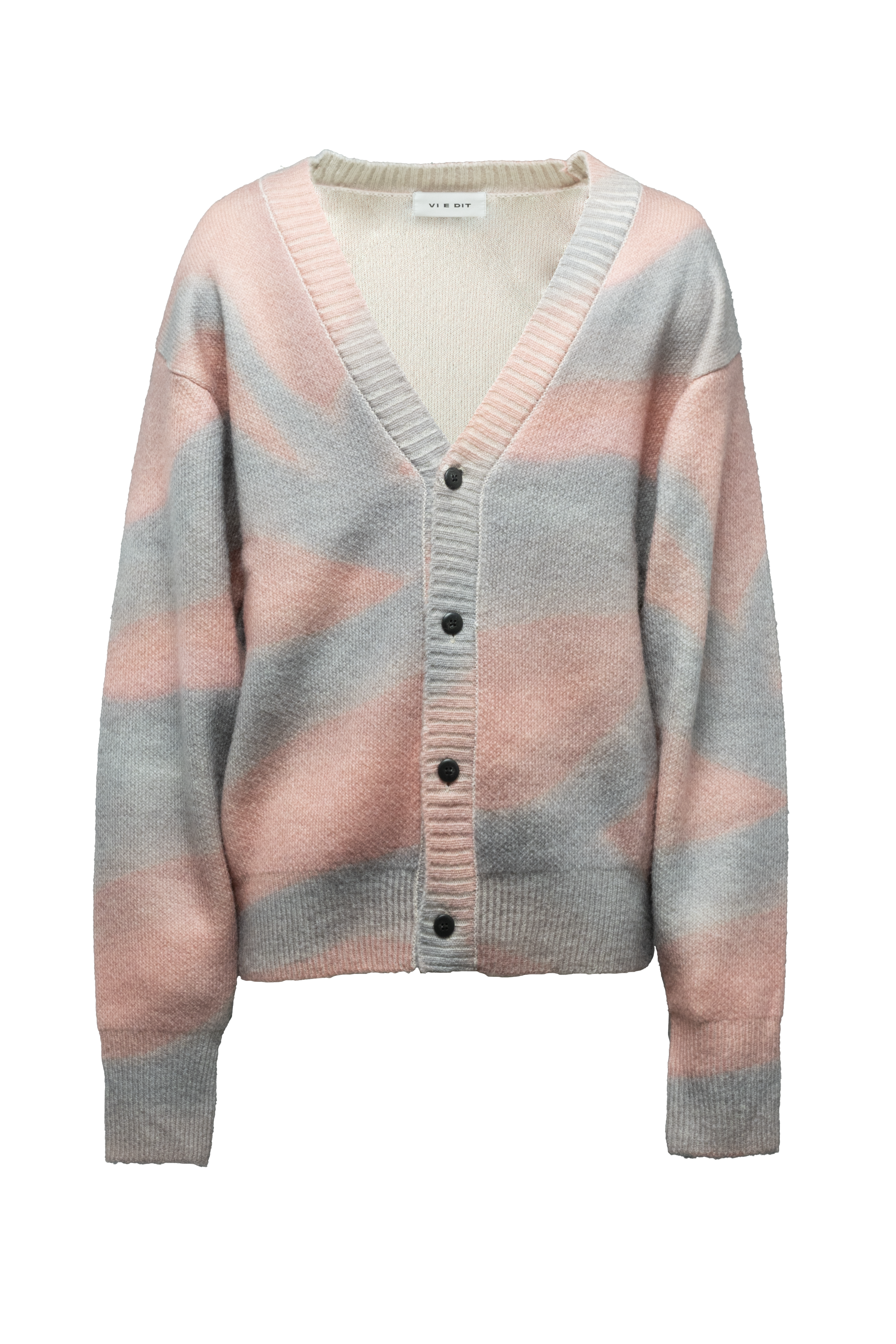 Wool gradient print cardigan (Red)