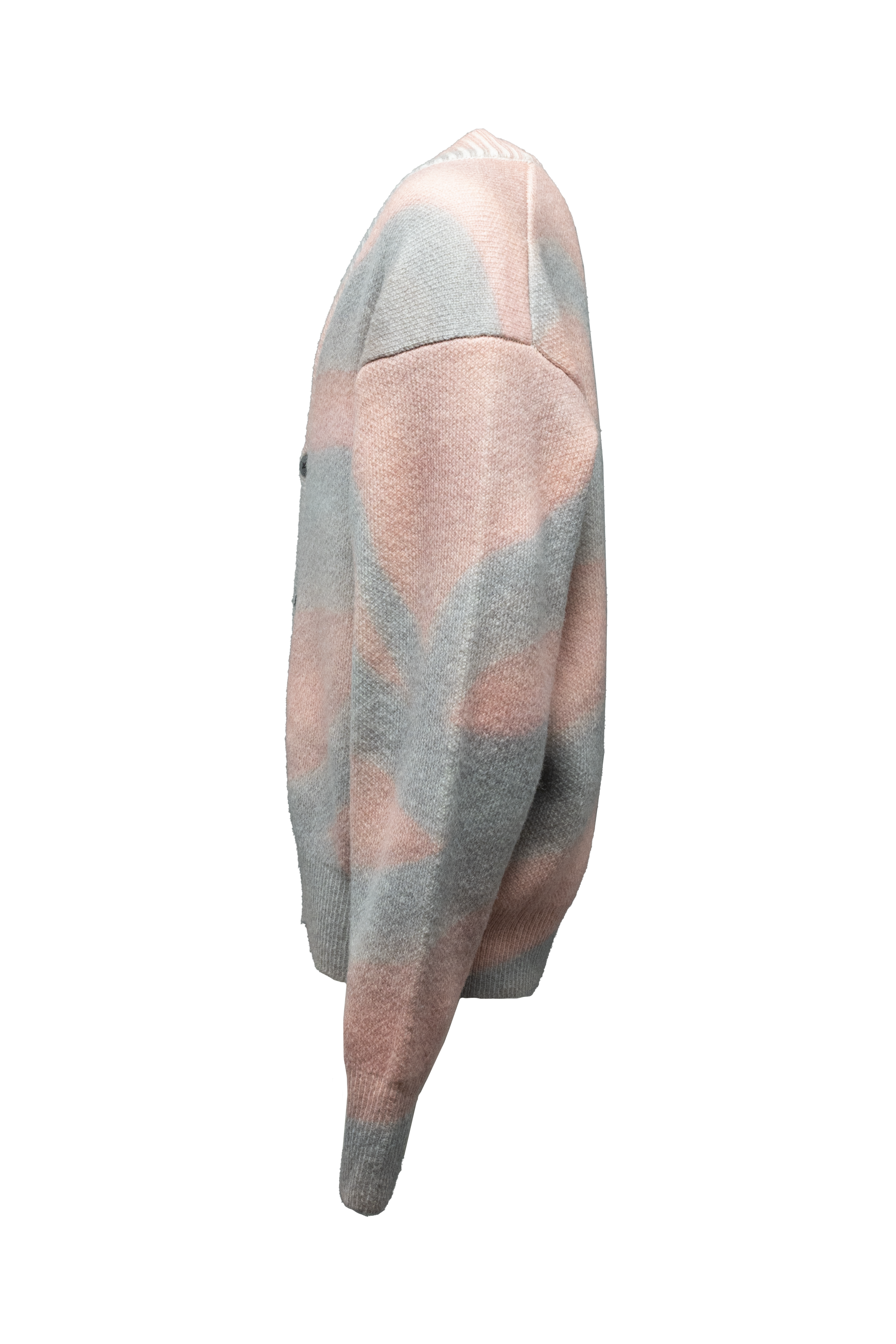 Wool gradient print cardigan (Red)