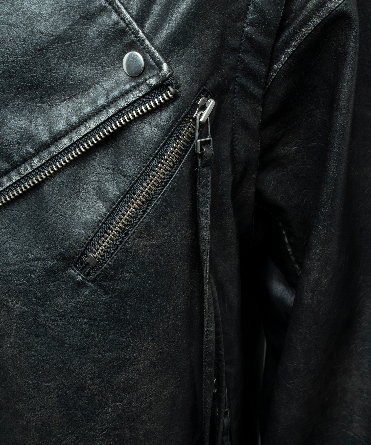 Hand-bleached 2-way riders jacket