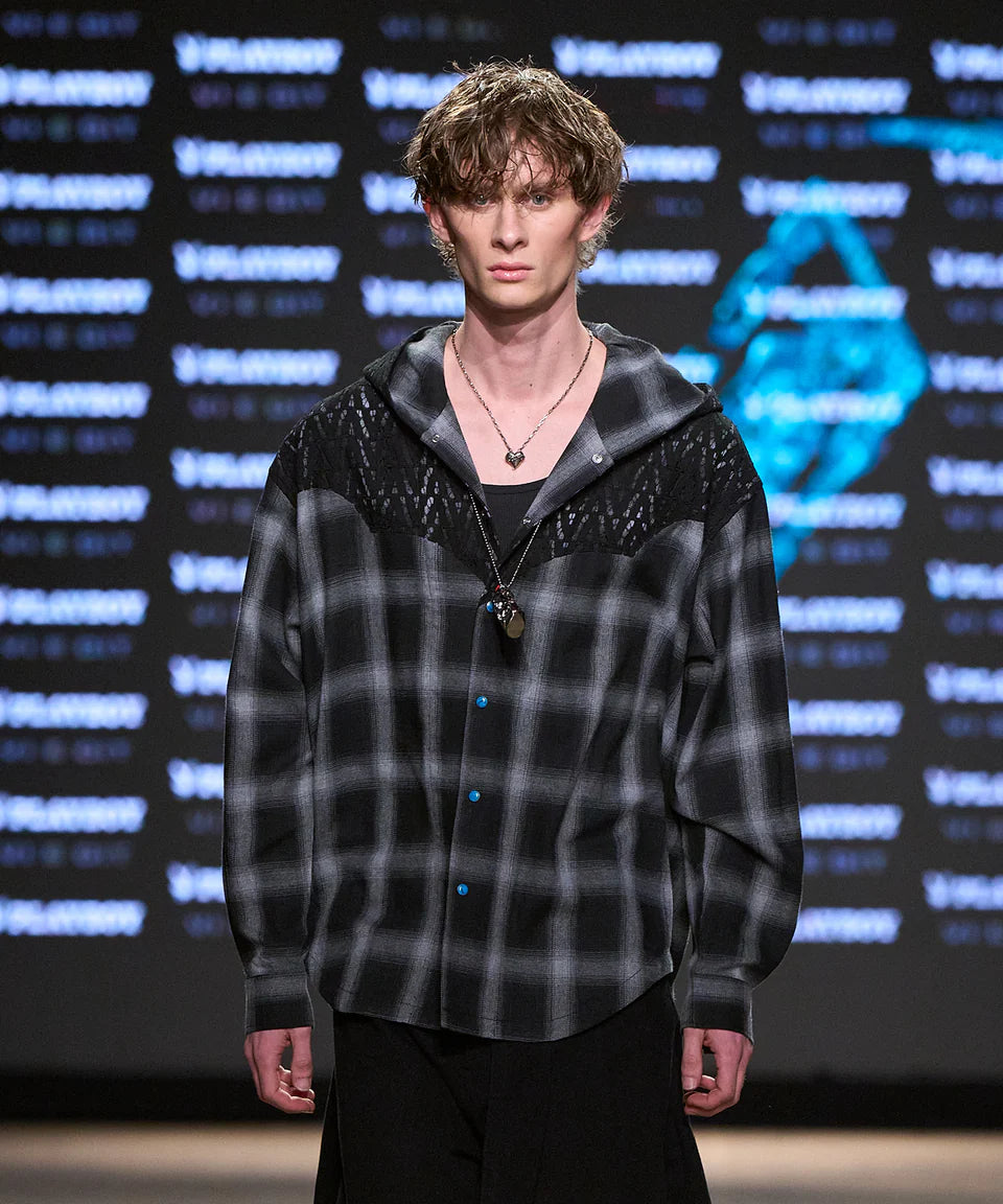 Lace shirts hoodie (Black)
