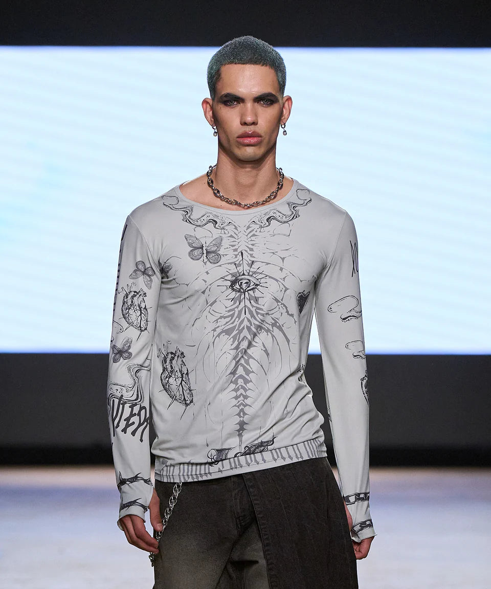 渐变 Bleach Melt Logo 长袖 T 恤 (蓝色)