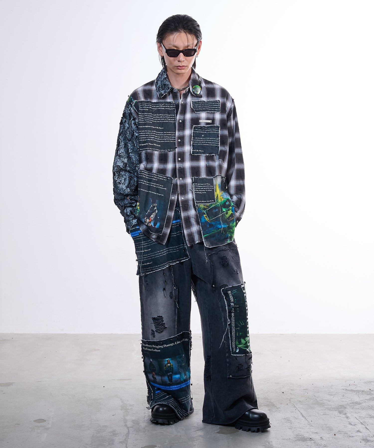 〈Deadbooy × VI E DIT〉  Long Sleeve Check Shirt(Chacoal)