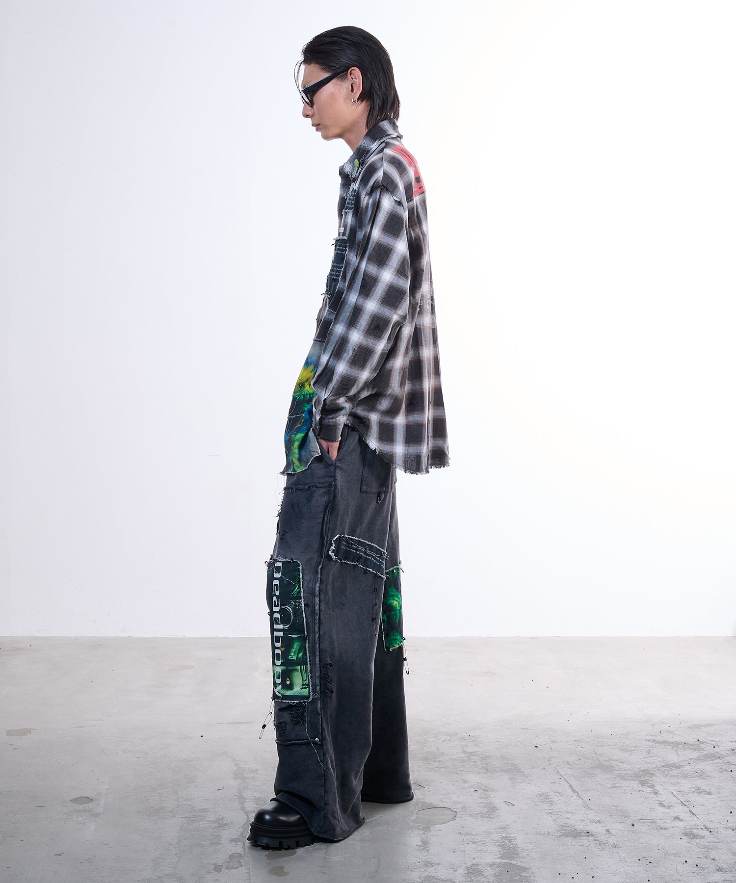 〈Deadbooy × VI E DIT〉  Long Sleeve Check Shirt(Chacoal)