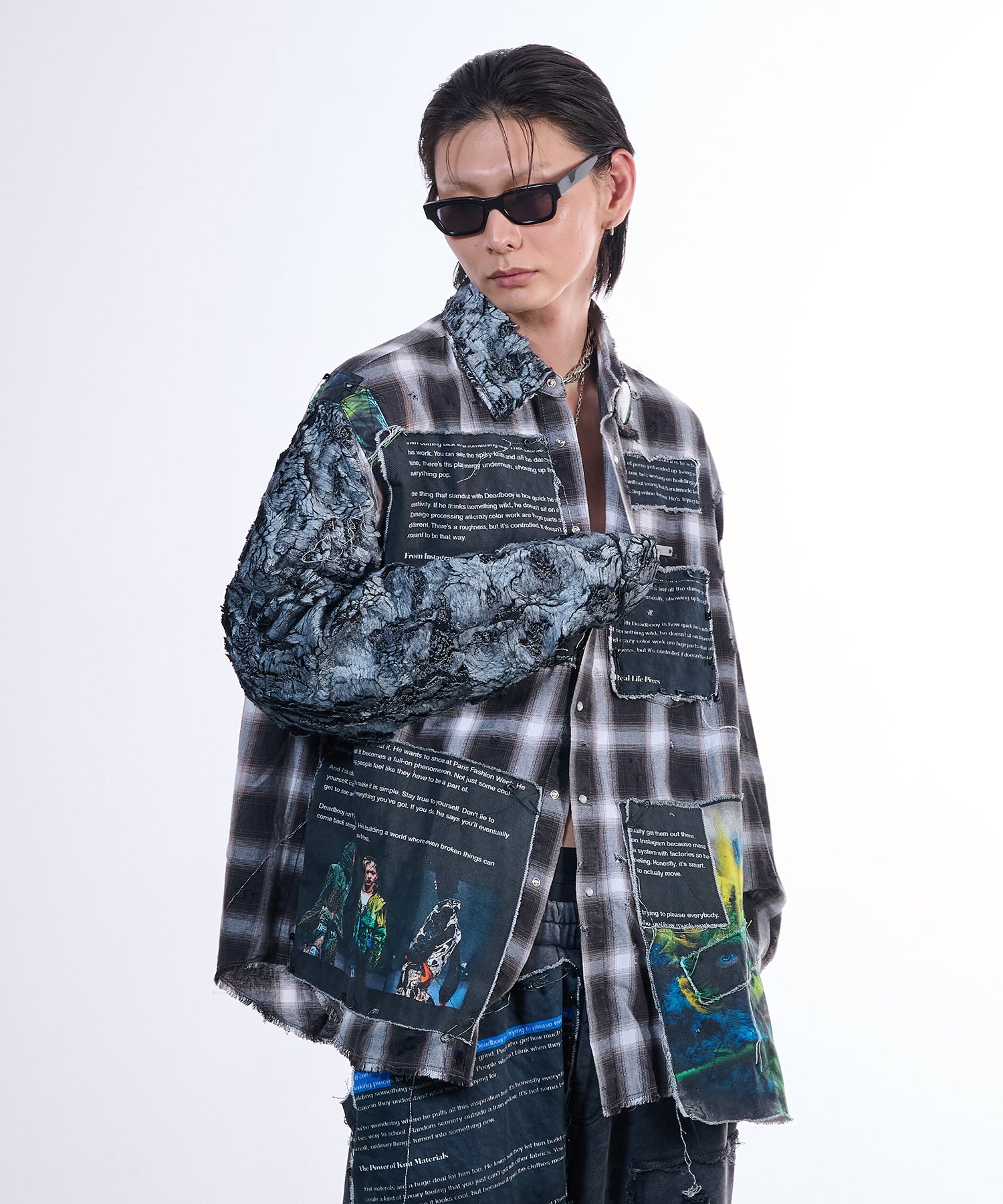 〈Deadbooy × VI E DIT〉  Long Sleeve Check Shirt(Chacoal)