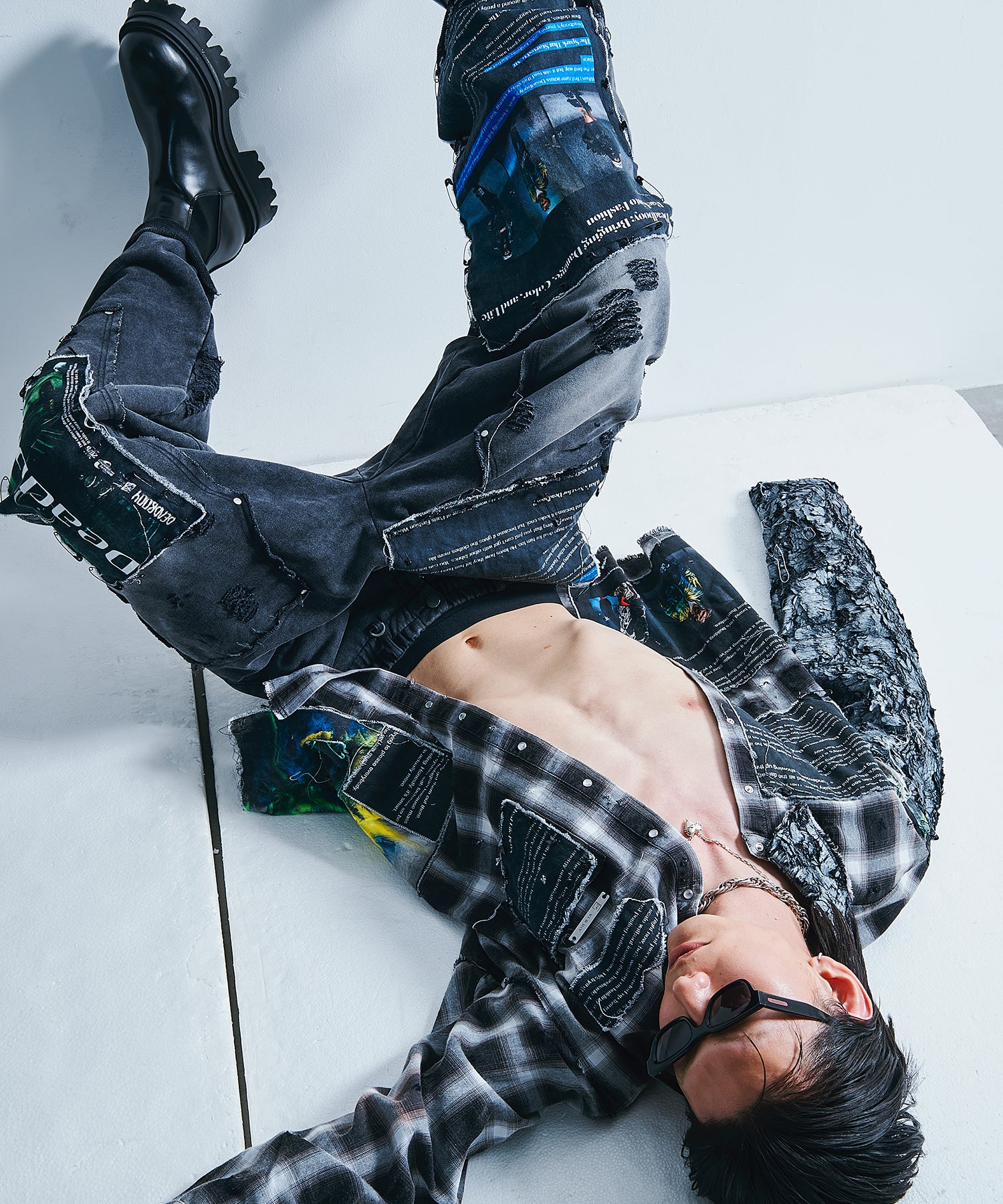 〈Deadbooy × VI E DIT〉  Long Sleeve Check Shirt(Chacoal)