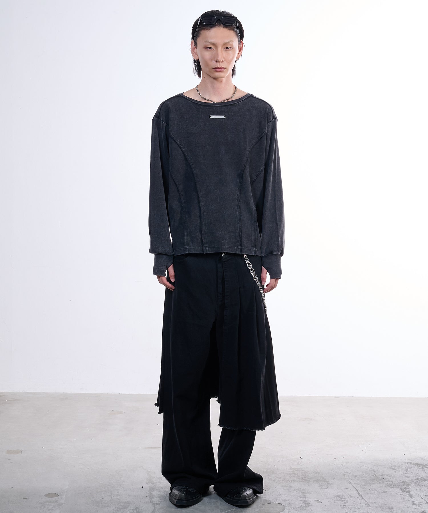 Urban Grunge Long Sleeve T-Shirts(Black)