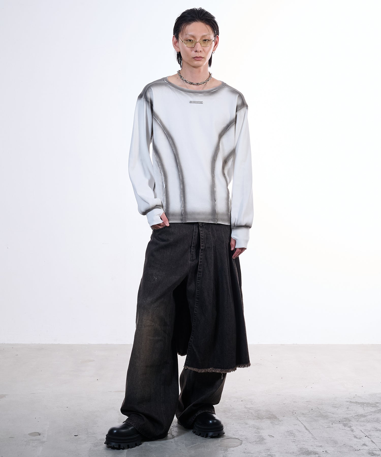 Urban Grunge Long Sleeve T-Shirts(White)