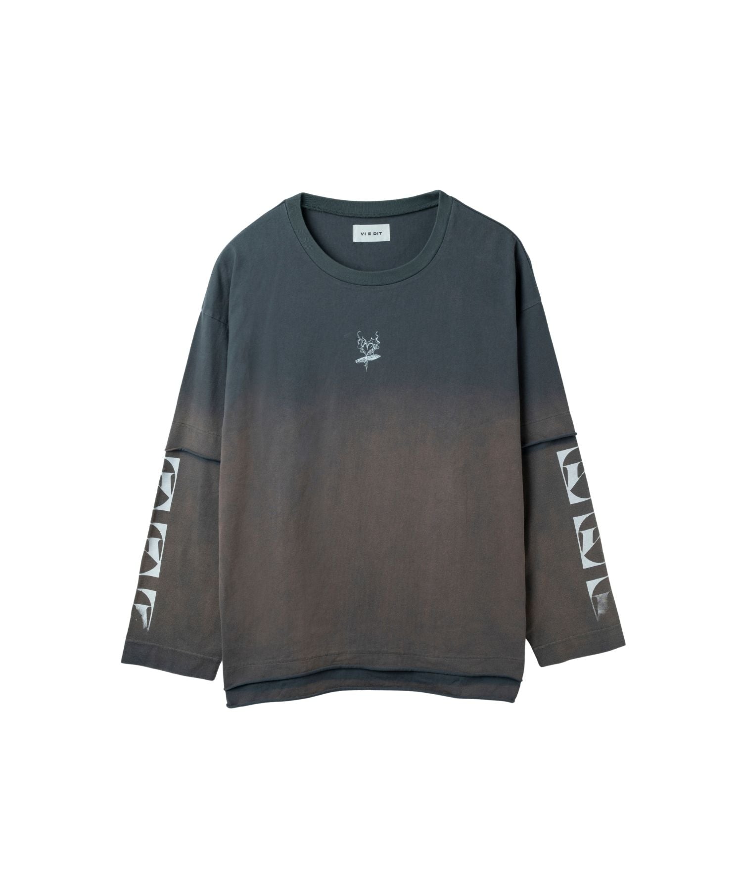 Gradient Bleach Melt Logo Long Sleeve T-shirt (Charcoal gray)