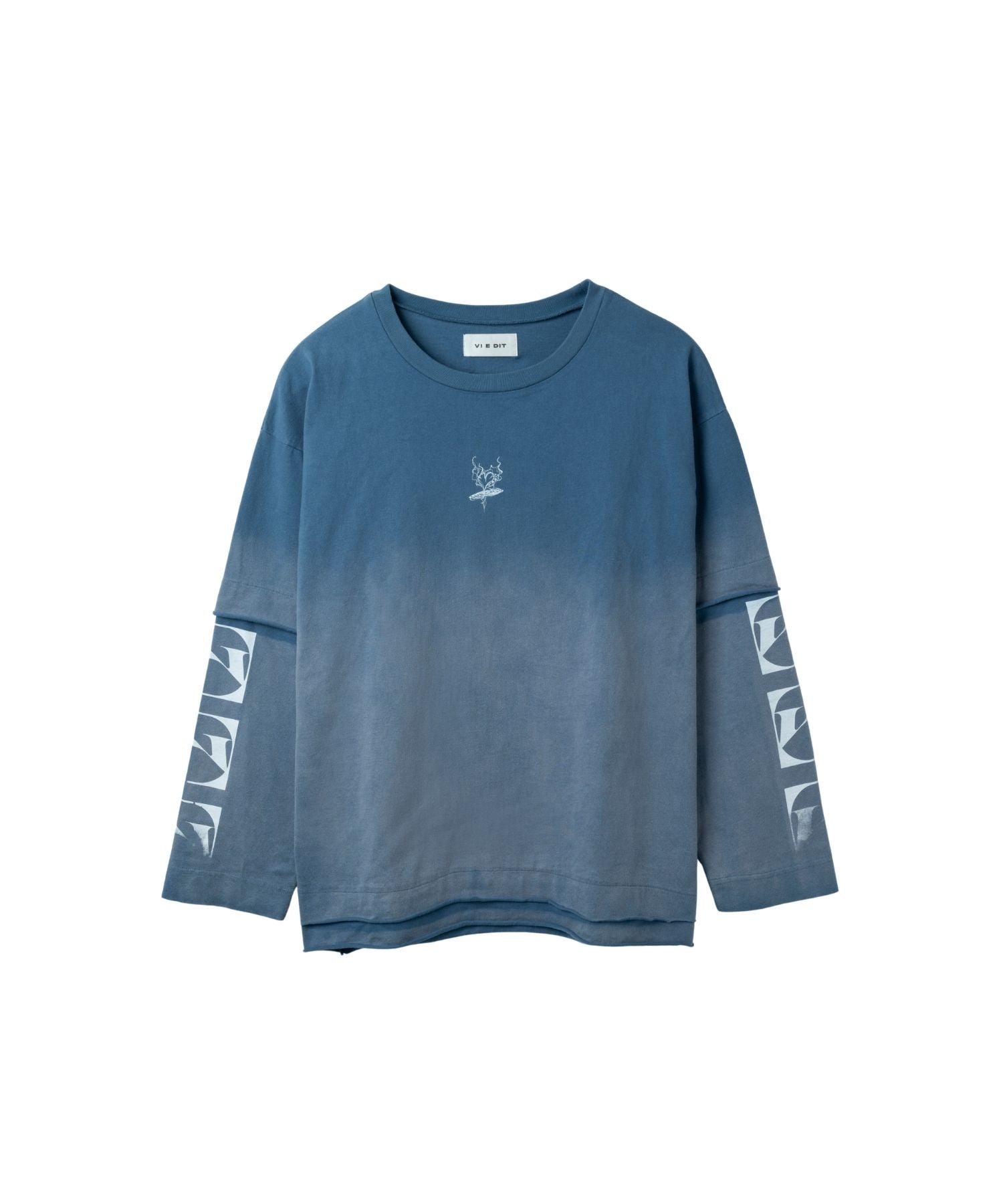 Gradient Bleach Melt Logo Long Sleeve T-shirt (Blue)