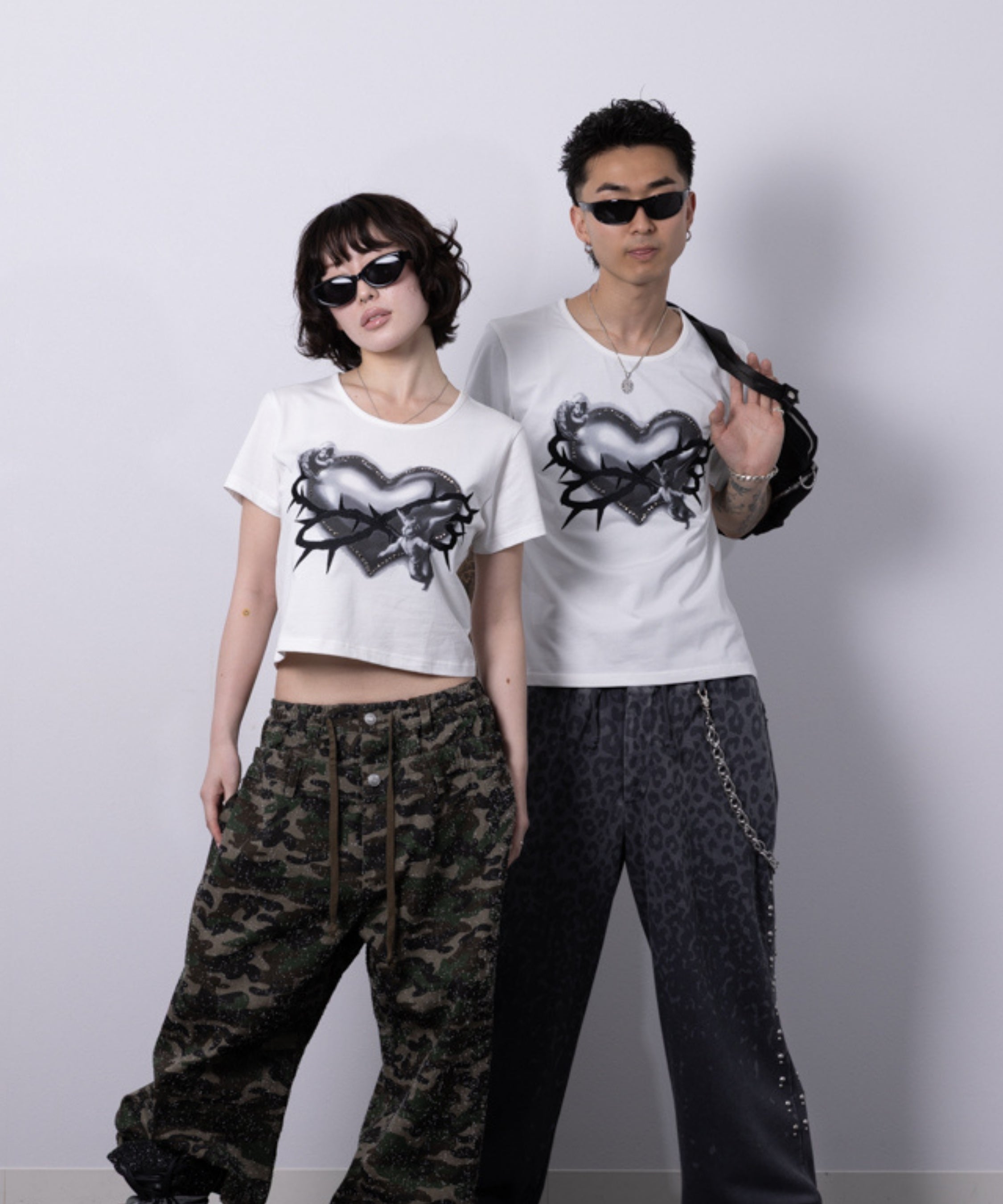 ×Kenshiro Pierced Heart Stone Tee (White)