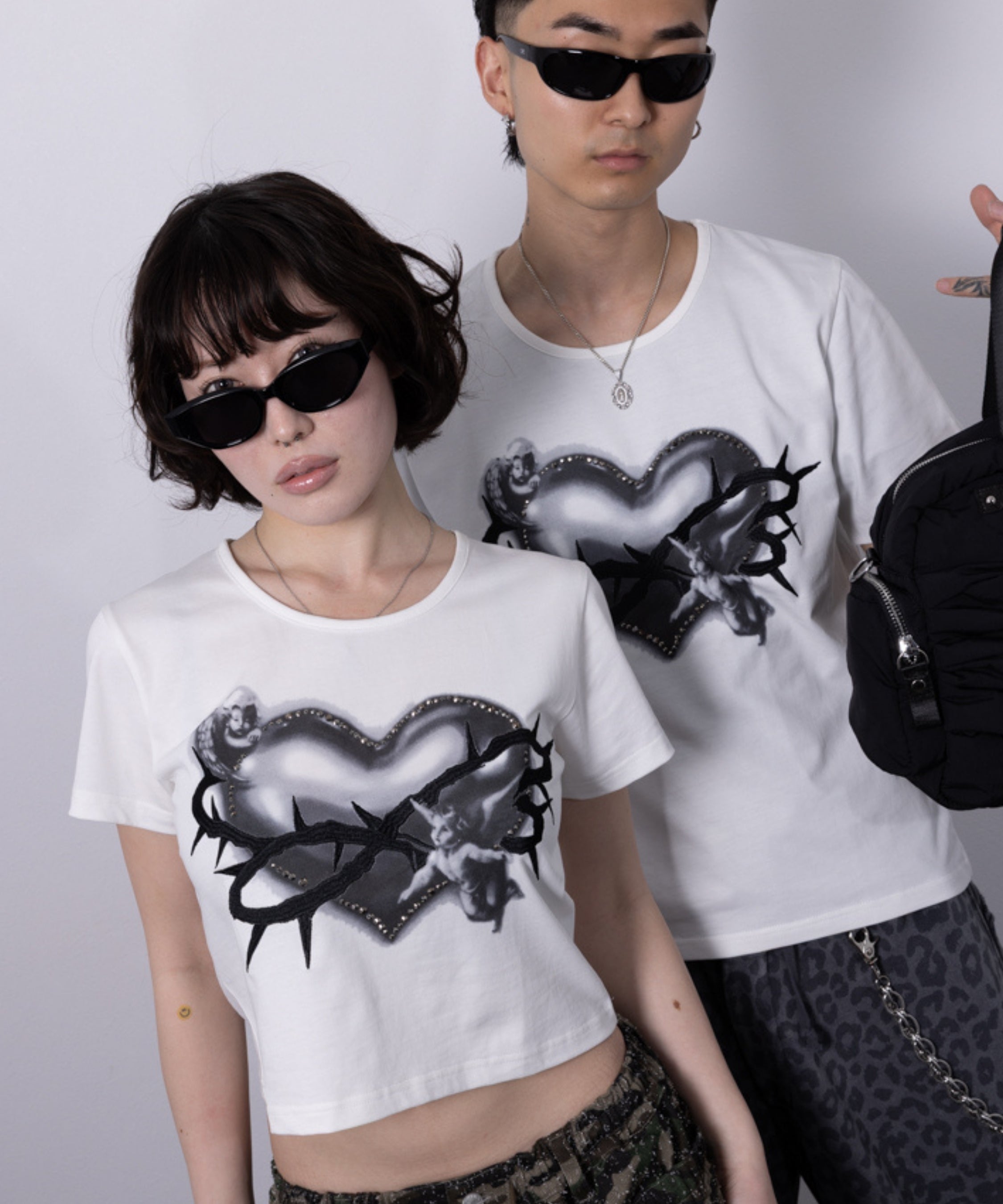 ×Kenshiro Pierced Heart Stone Tee (White)