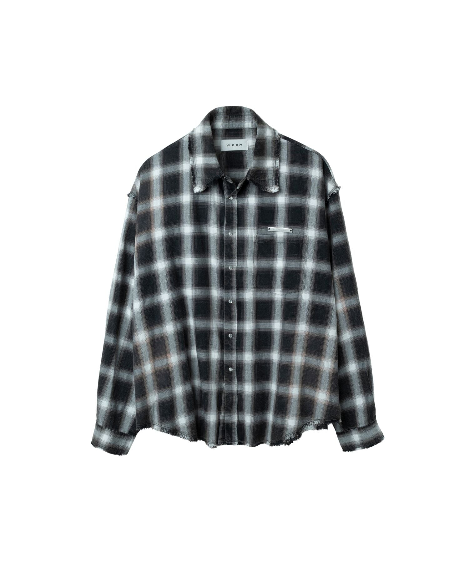 Long Sleeve Check Shirt (Charcoal Brown) 