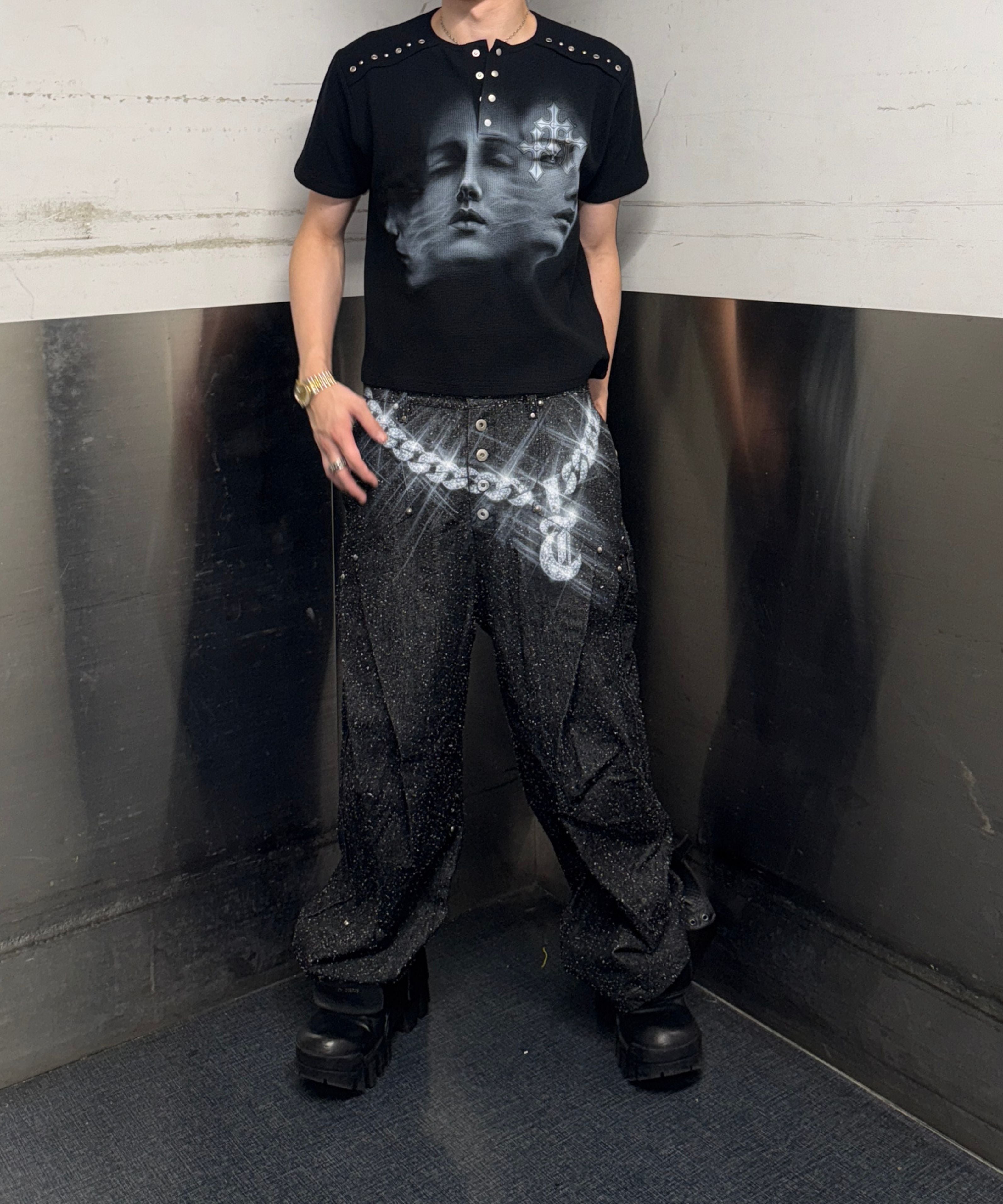 〈VI E DIT × Kenshiro〉Drift Wave Wide Pants
