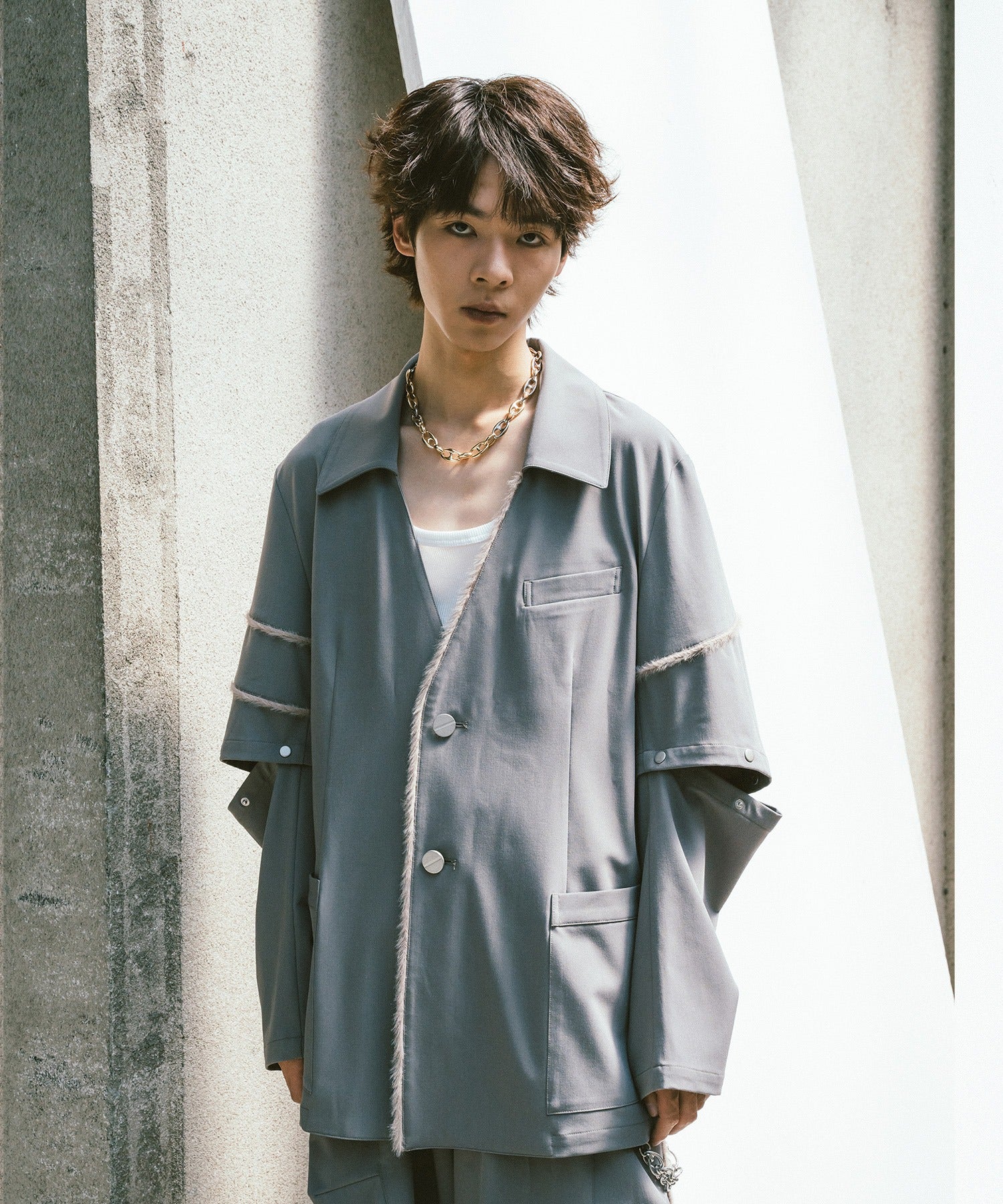 Fur-Mix 2way 开领夹克(卡其色)