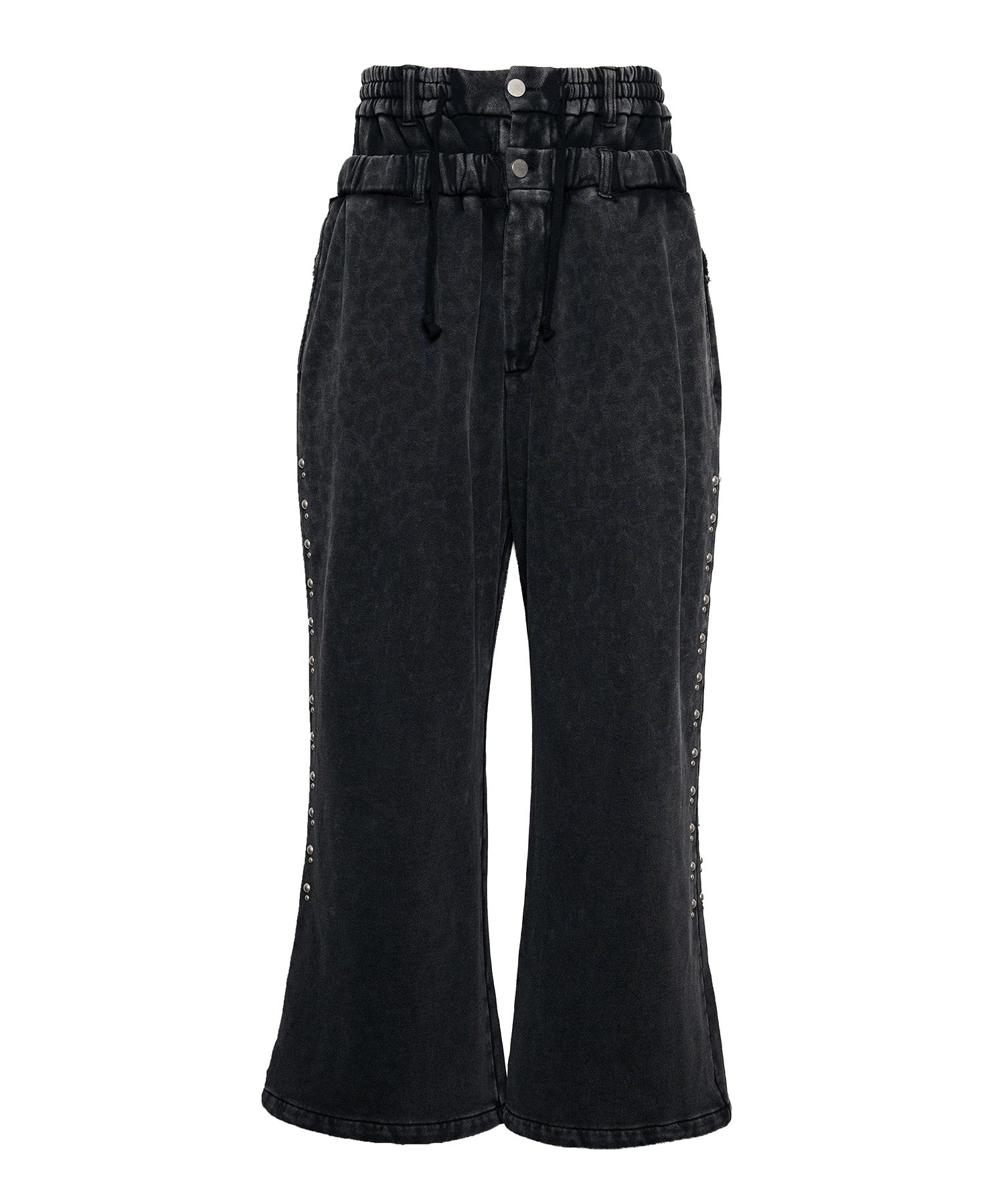 Stud Bleach Leopard Sweat Pants (Black)