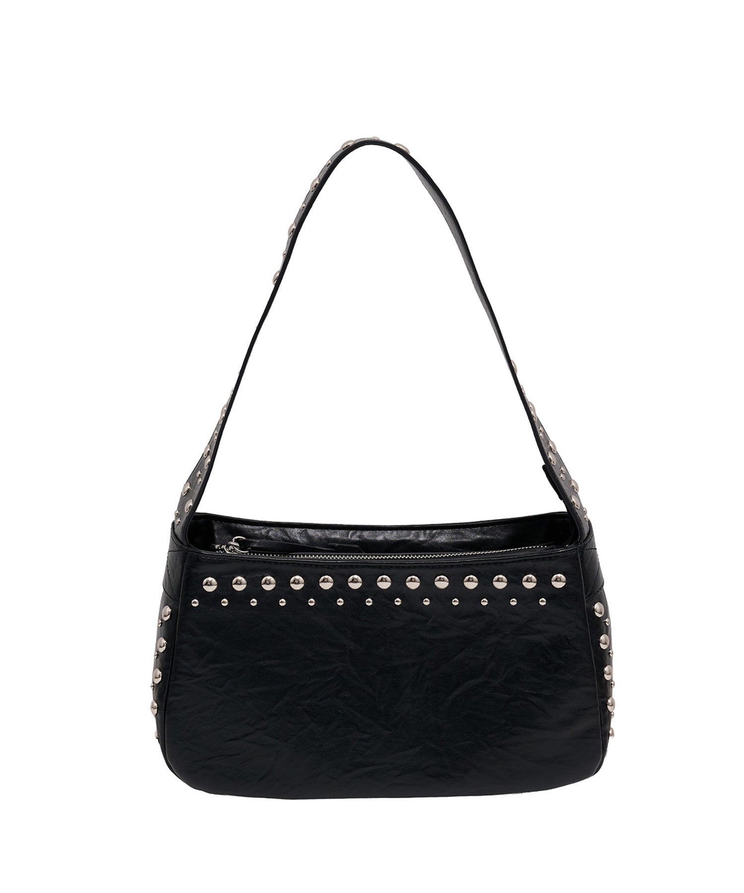 Over Stud Leather Shoulder Bag (Black)
