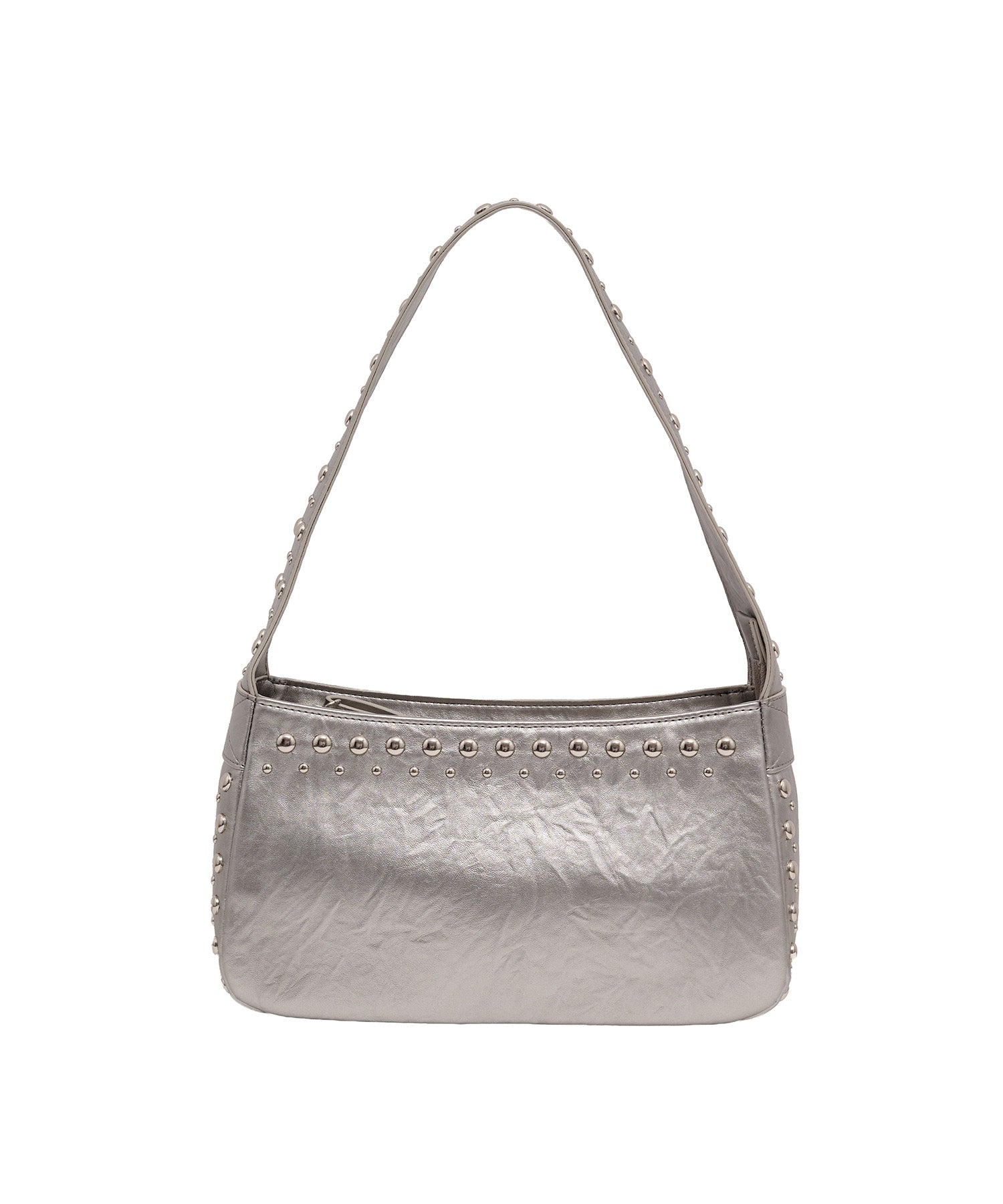 Over Stud Leather Shoulder Bag (Silver)