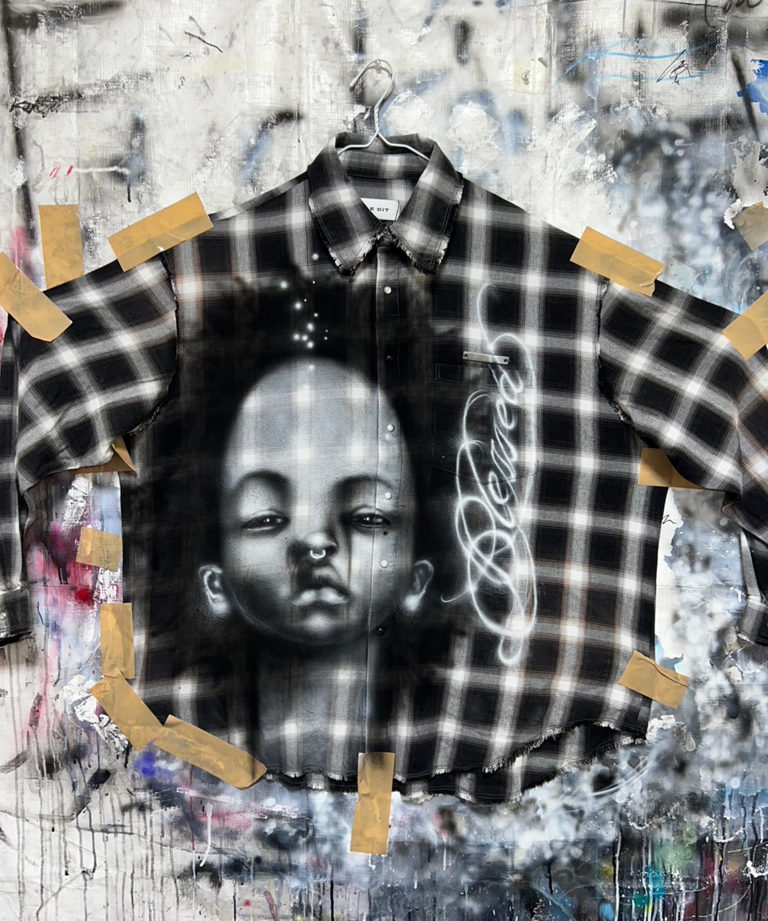 〈VI E DIT × Kenshiro〉  Long Sleeve Check Shirt(Chacoal)
