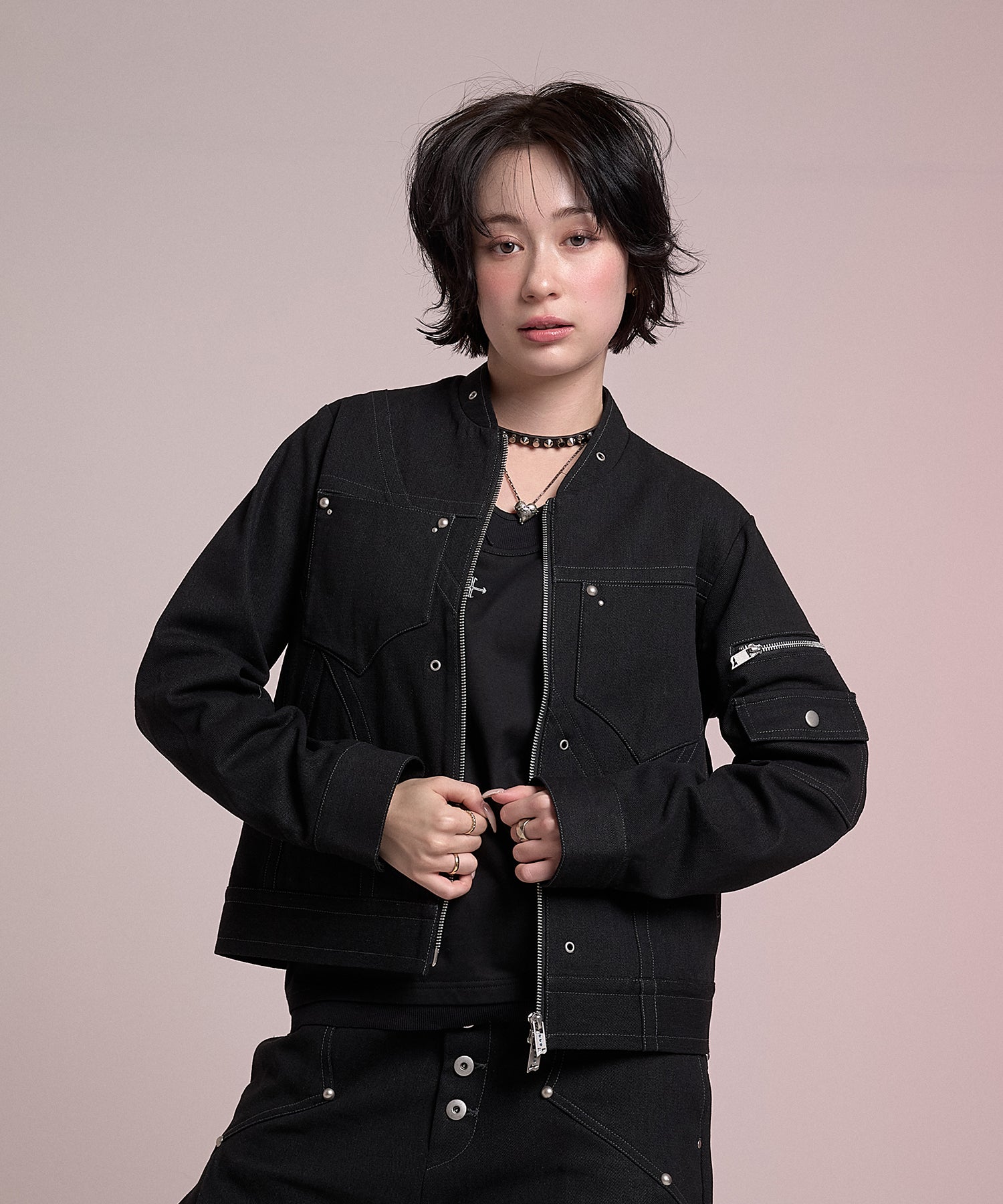 Fragment Panel Short Blouson(Black)