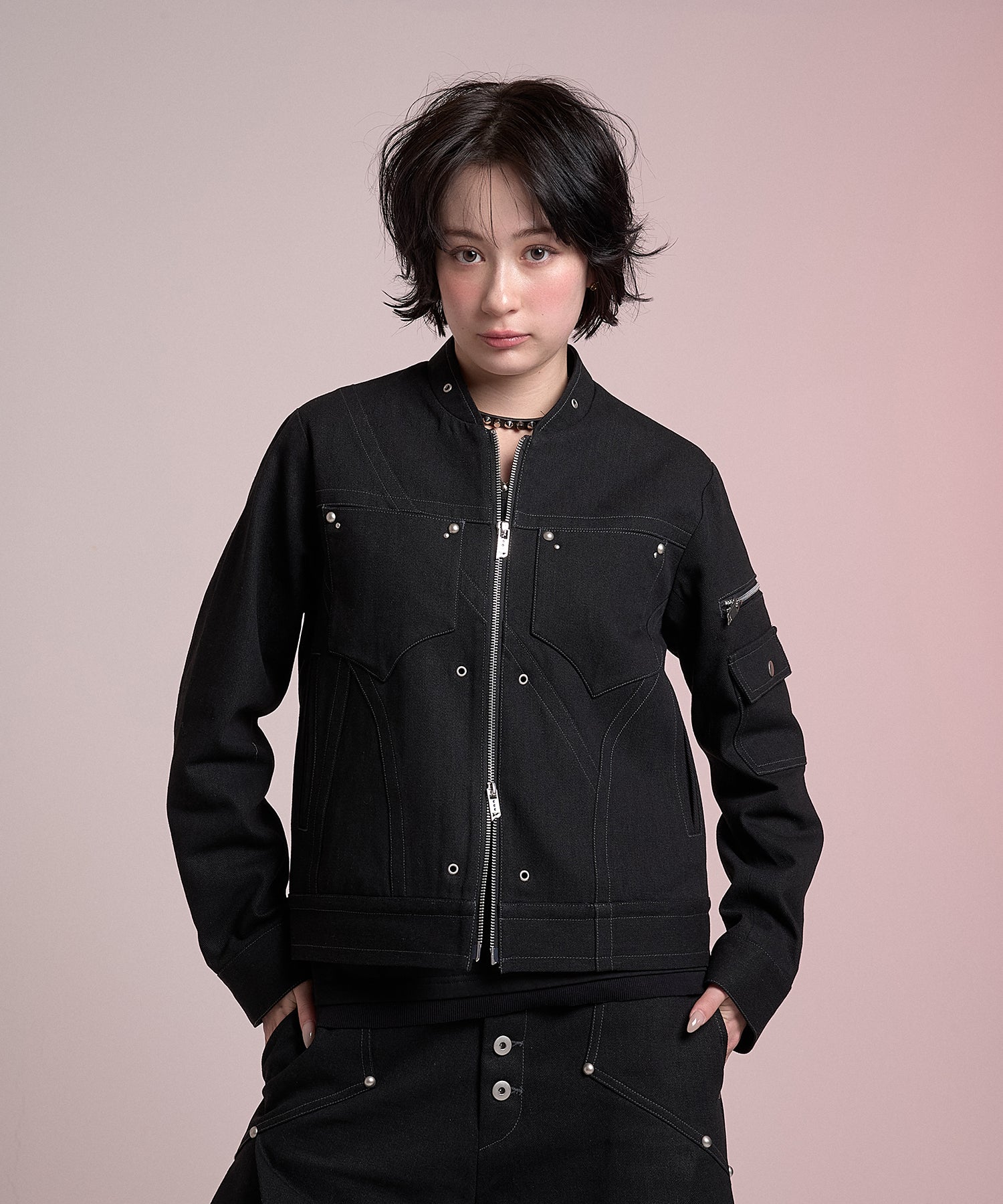 Fragment Panel Short Blouson(Black)