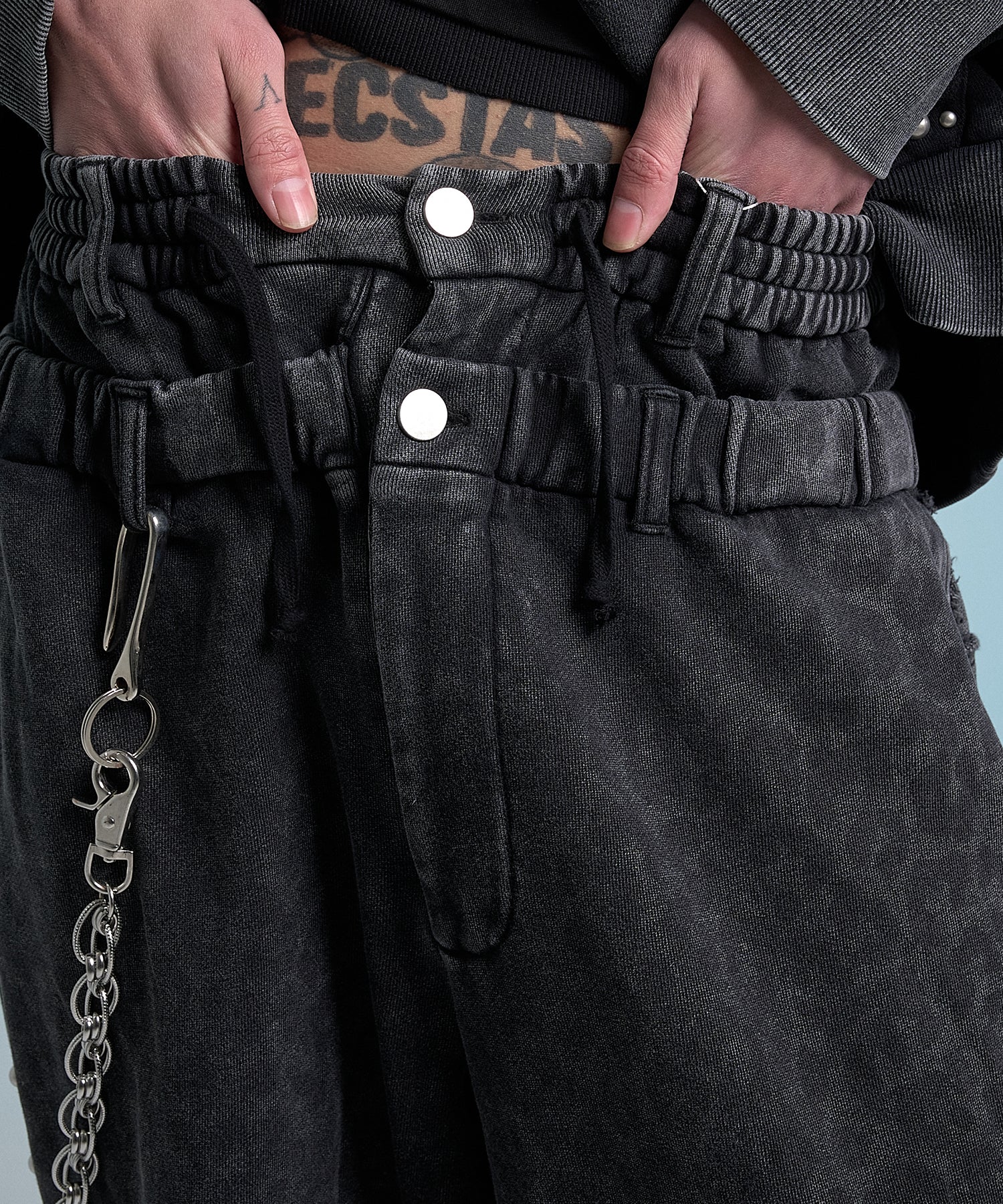 Stud Bleach Leopard Sweat Pants (Black)