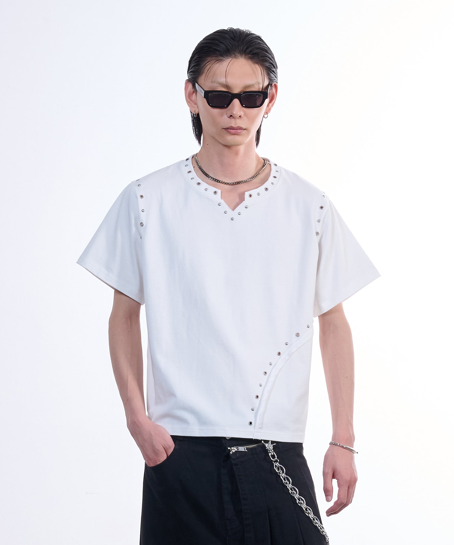 Stud Short-sleeve T-shirt（White）
