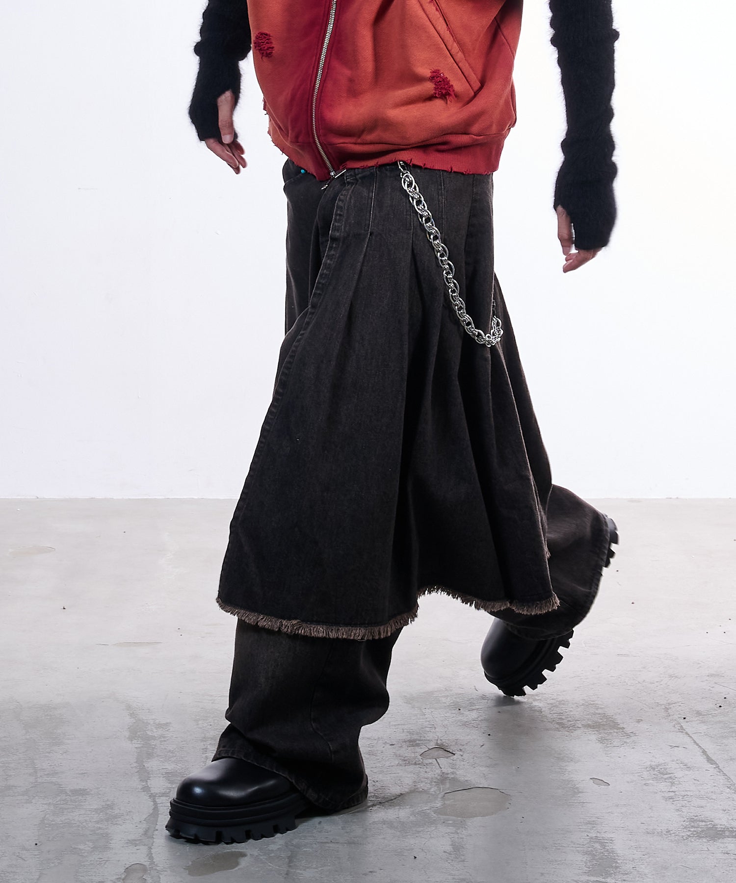 2-Way Skirt Denim (Brown)